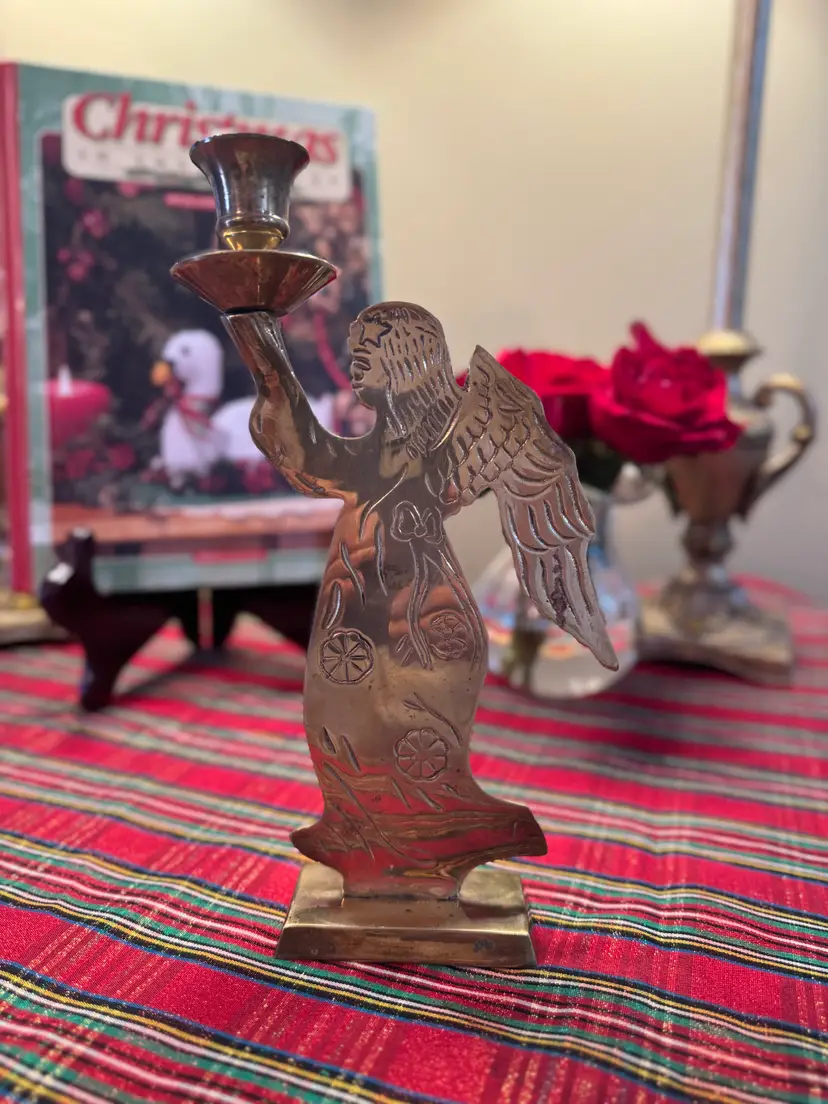 Solid Brass Angel Taper Candle Holder