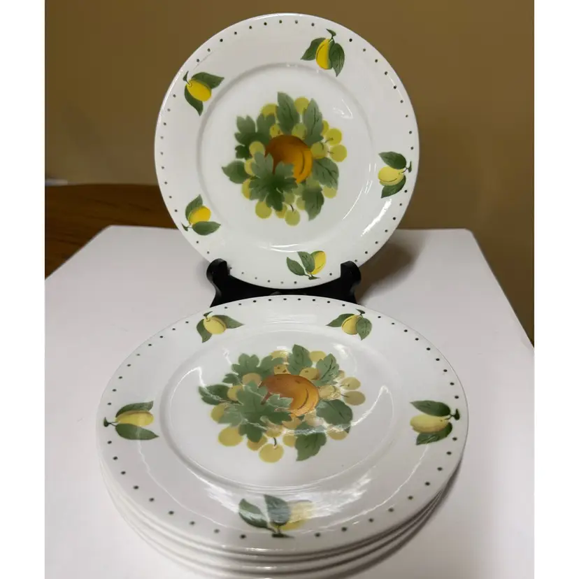 Alumina Hand-Painted Faience Plates Copenhagen Denmark 7.5” set of 5