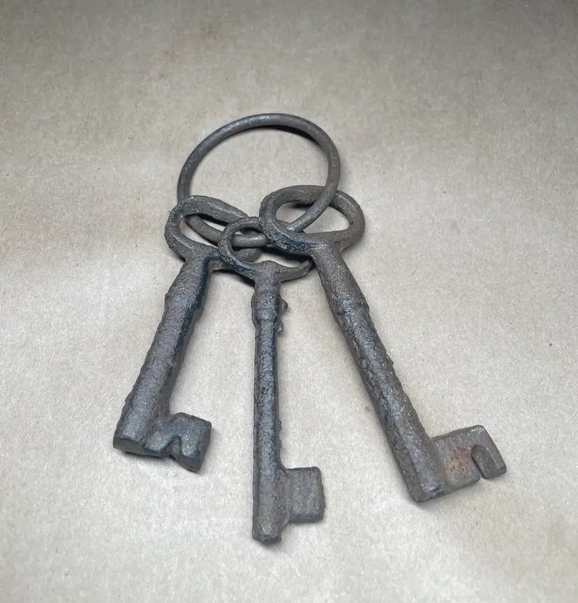 Cast Iron Skeleton Keys (3) with Ring Home Decor