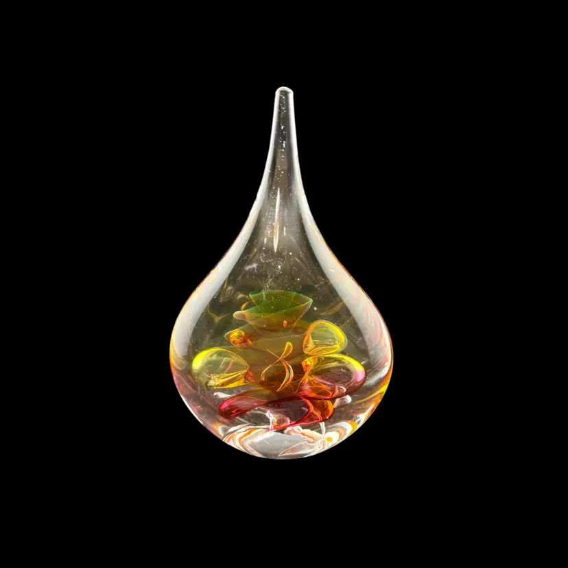 Vintage Marian Pyrcak Paperweight Teardrop Shaped With Autumn Colors 6” Tall x 3.5” Wide x 1” Deep