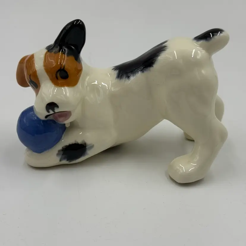 Robert Simmons Jack Russell Terrier Playful Puppy & Blue Ball Vintage Figurine