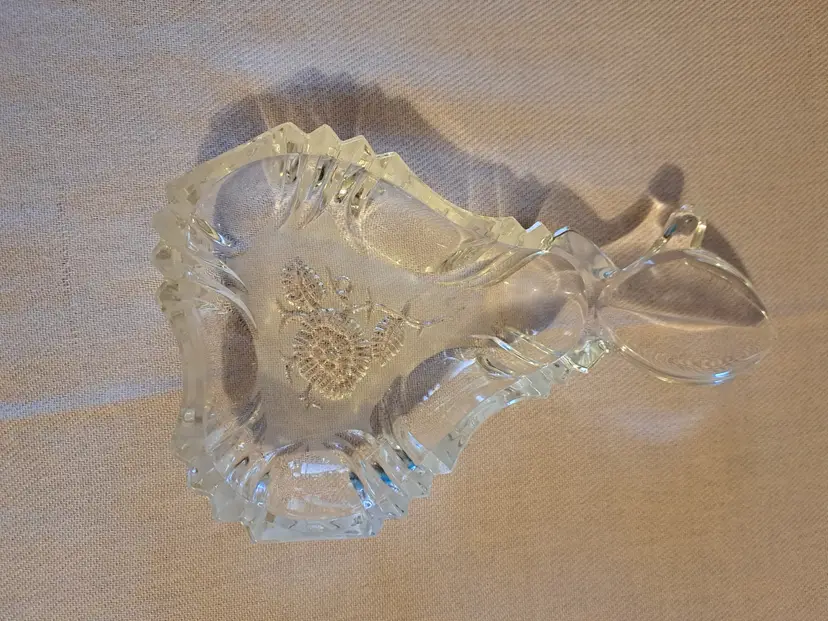 Vintage crystal pear-shaped candy dish