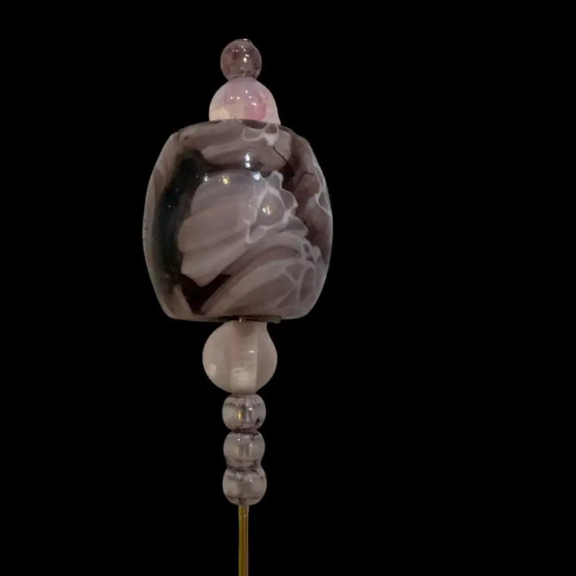 Purpke Snd Pink Hat Pin 6” Gold Pin With Glass Beads