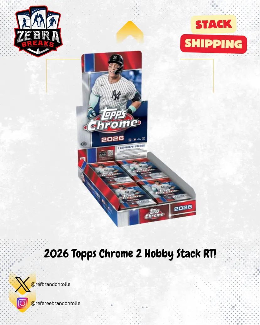 ZB 26307: 2026 Topps Chrome Baseball 2 Hobby Box Stack Rip