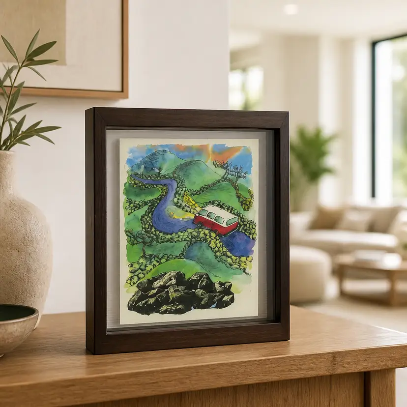 Umbra Floating Picture Frame w/ Print of "Mugwort Journey" by Pith Cocomici
