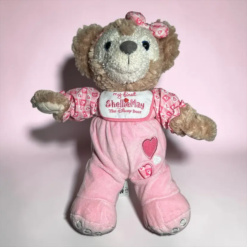 Disney Parks My First Shellie May Bear Pink Hidden Mickey 14” Plush Duffy Friend