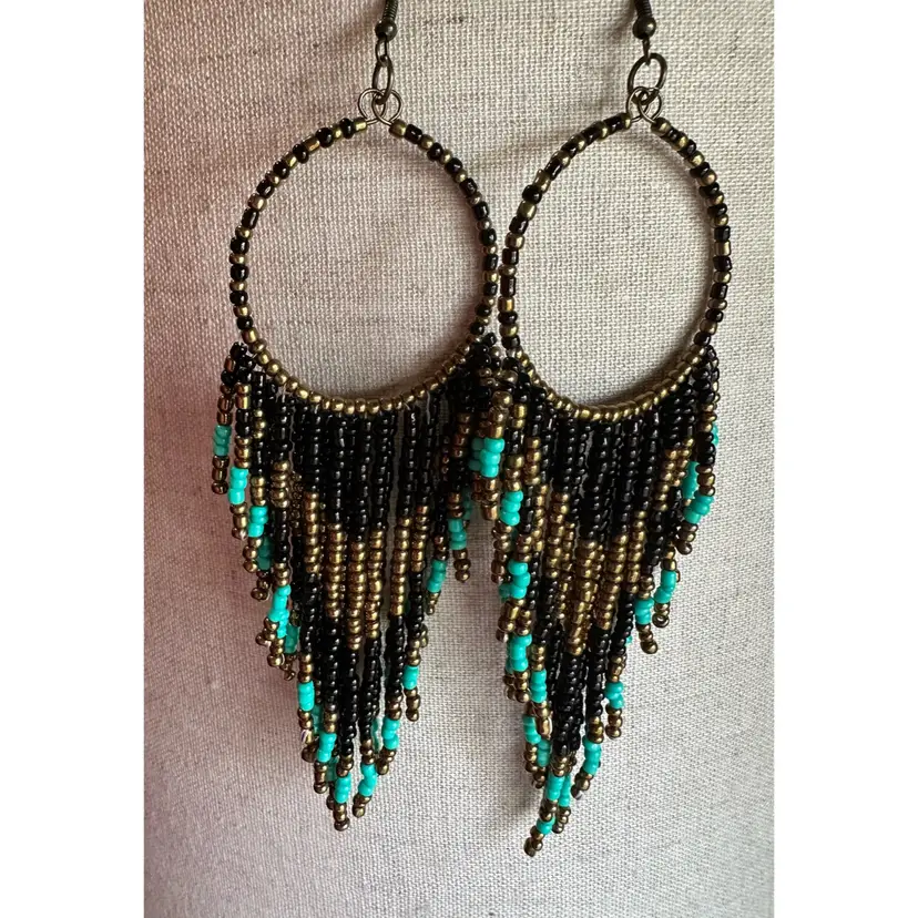 Boho Beaded fringe Earrings