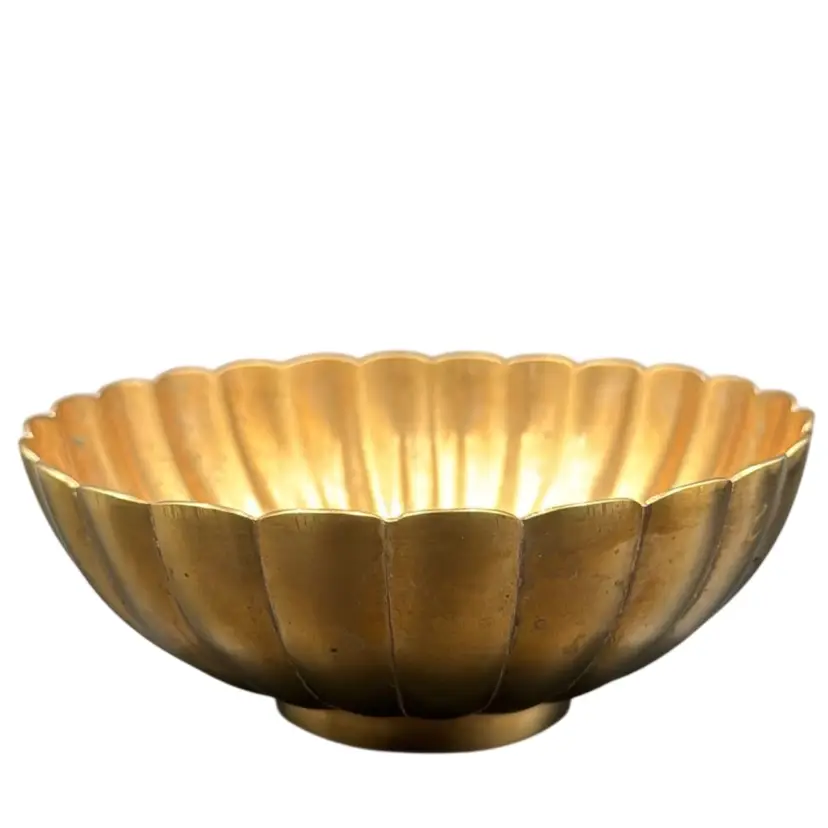 Vintage Brass Lotus Footed Bowl