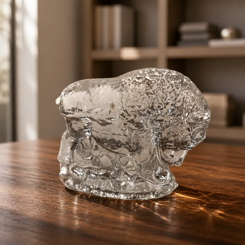 Glass Figurine or Paperweight of An American Bison, 3.25"