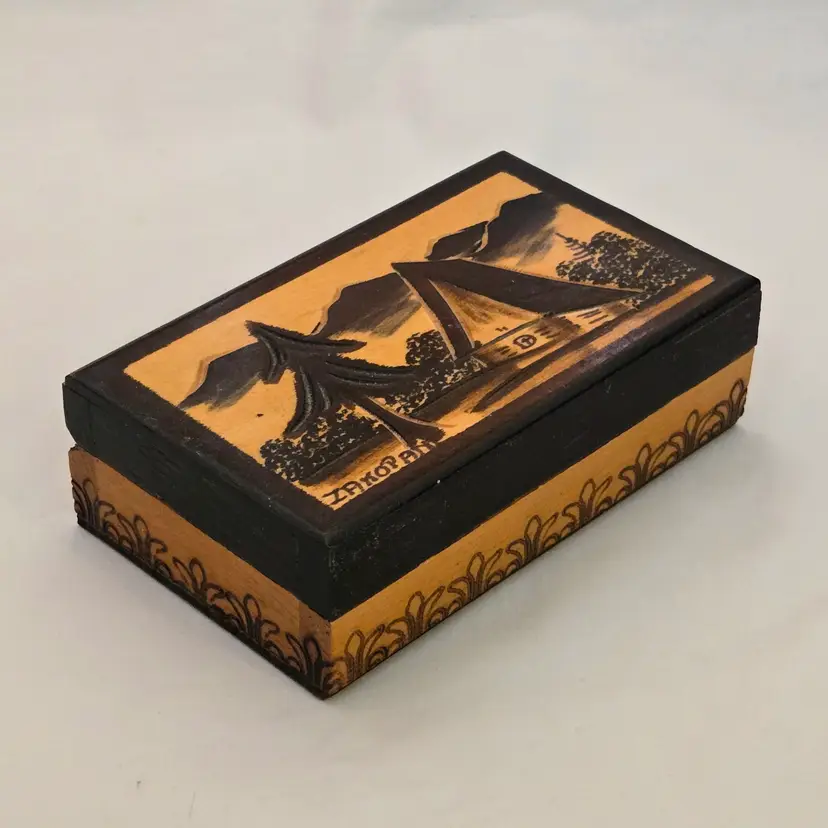 Folk Art Wood Box Polish - Signed Zakopane - Górale Handmade 3"×5" Vintage