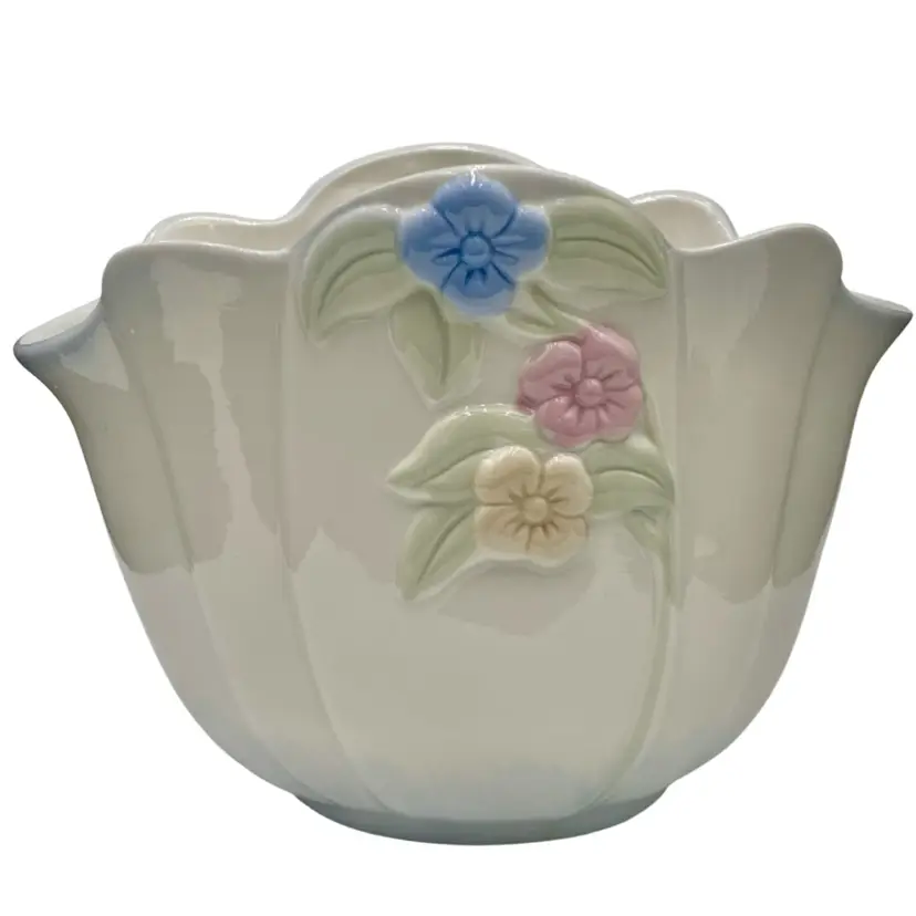 Vintage ('92) Especially For You! Floral Vase/Cache-Pot, FTD, Ceramic w/Flowers