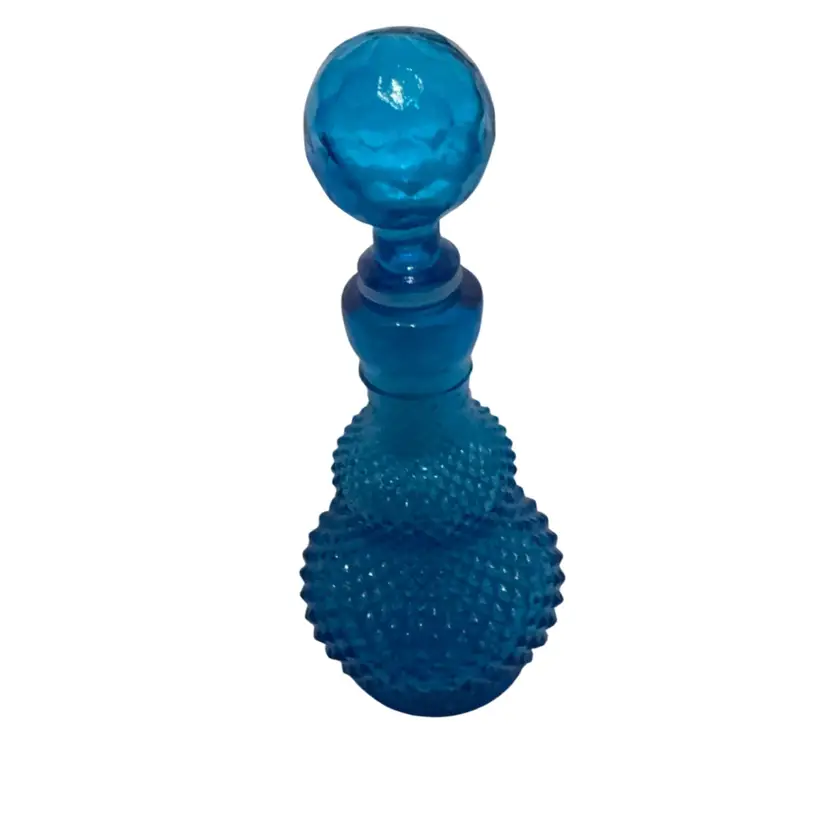 7.5” Teal Diamond Cut Empoli Decanter