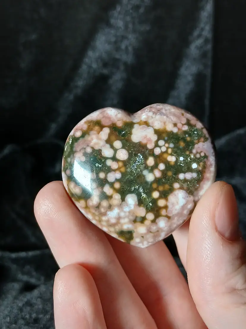 Pink Orbicular Jasper Heart