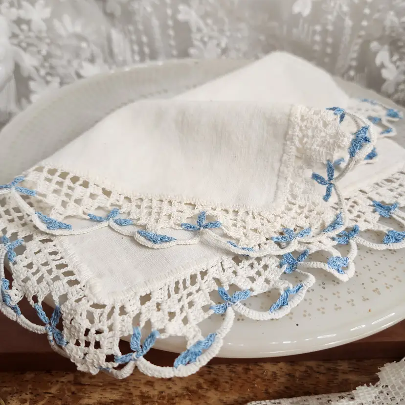 Blue edged shelf scarf