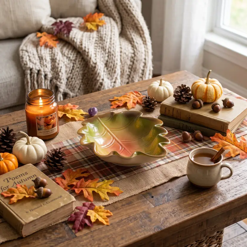 Vintage Leaf-Shaped Ceramic Dish