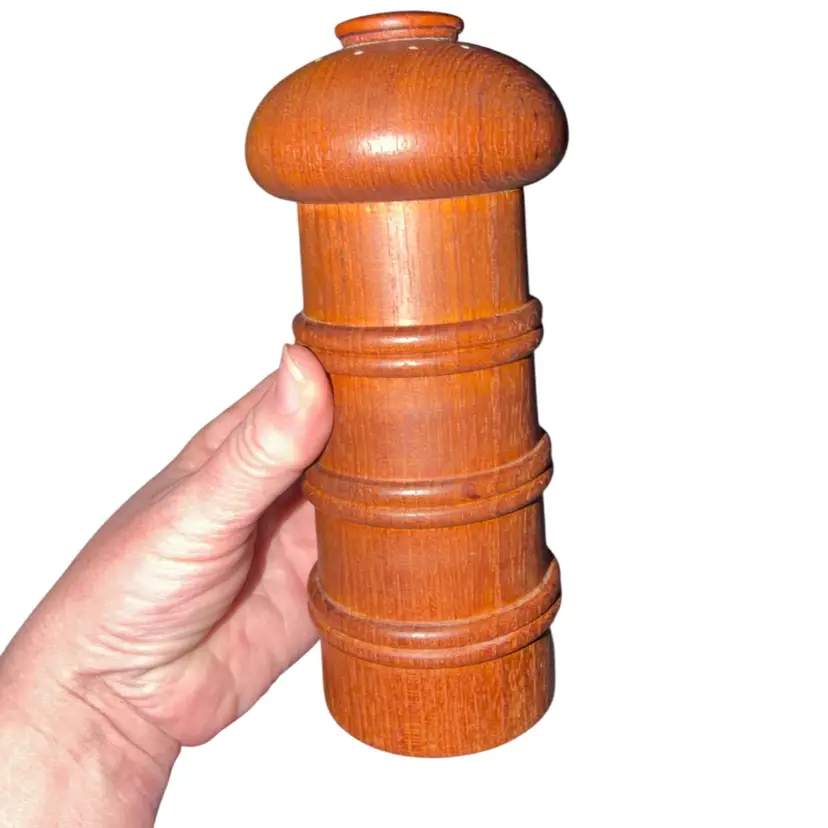 Vintage Dansk Teak "Mushroom Tall Ribbed" Salt & Pepper Mill Combo (Model #892) Designed By Jens H. Quistgaard (JHQ)