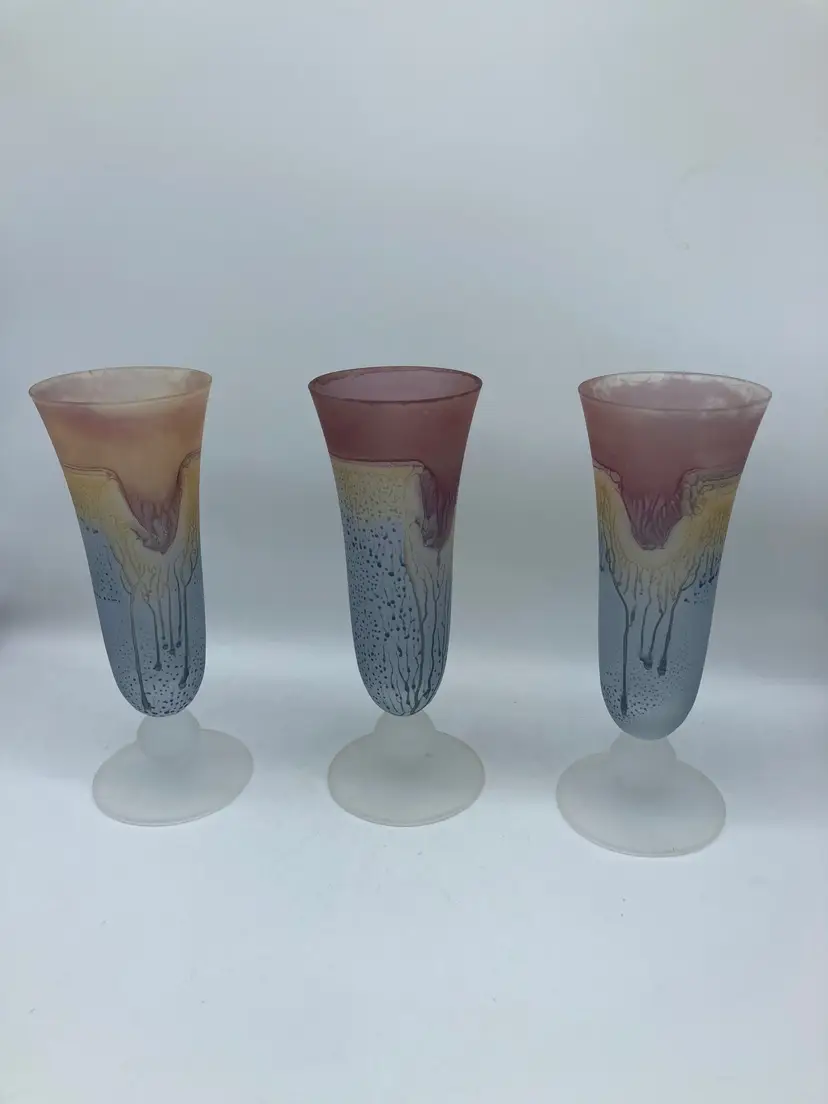 Vintage Hand Painted Hebron Rueven Art Nouveau Drinking Glass