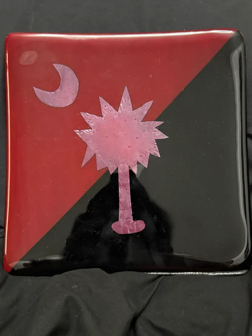Vintage SC state flag Palmetto and Crescent Glass Plate