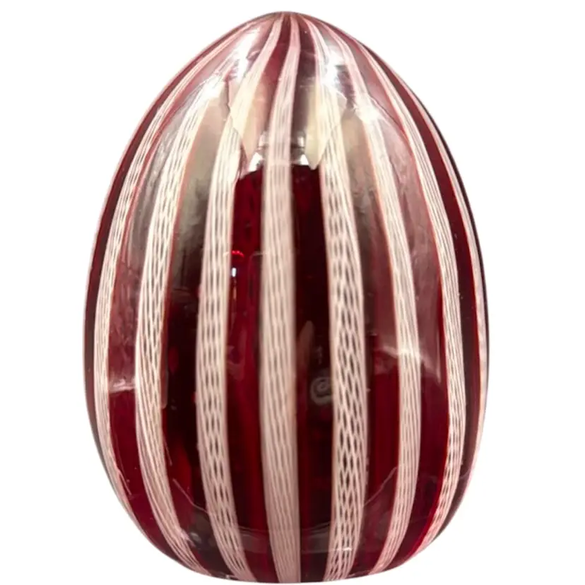 #03 Italian Red And White Striped Paper Weight