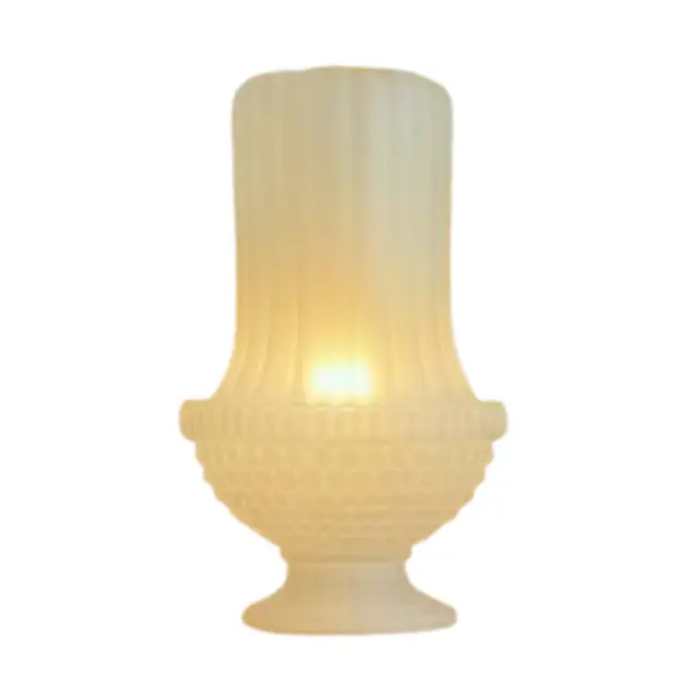 Vintage satin frosted glass ribbed hobnail fairy lamp