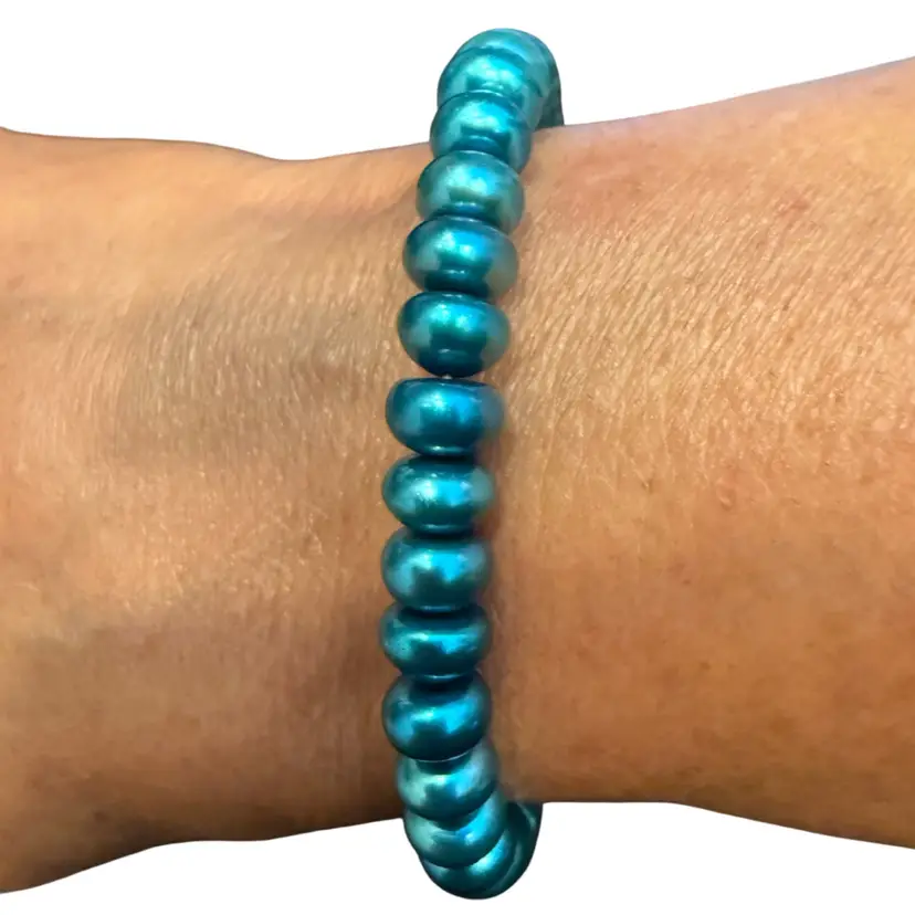 Honora Cultured Peacock Blue Button Pearls Stretch Bracelet
