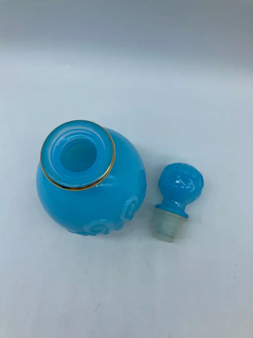 Vintage Bristol Blue Opaline 1970's Perfume Bottle Accents / Avon