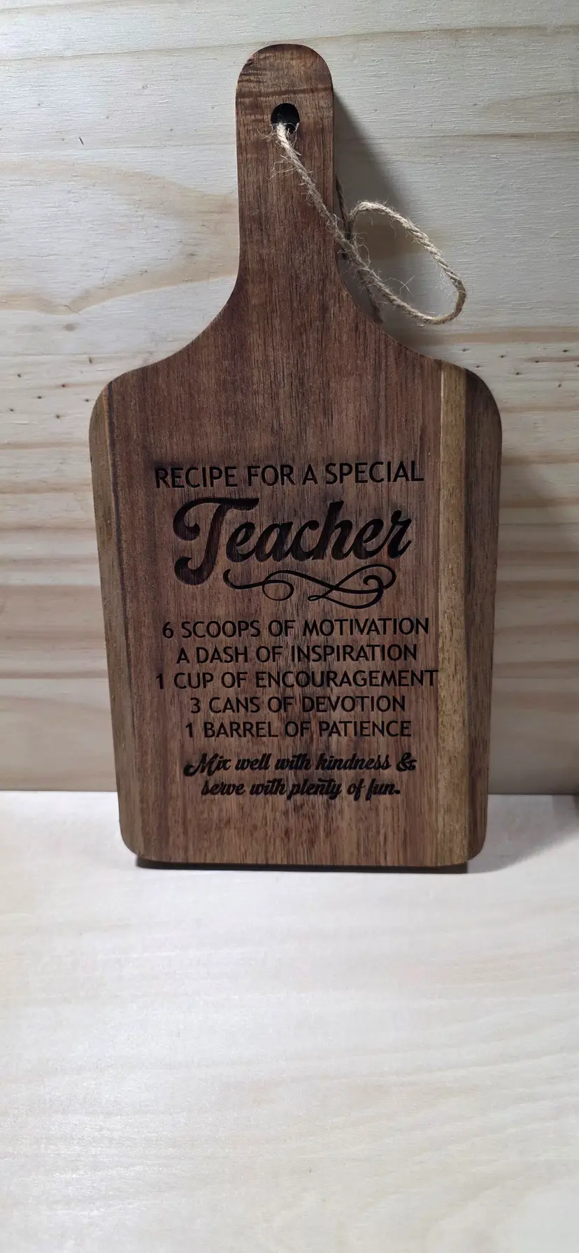 Recipe for a Teacher Mini Cutting Board