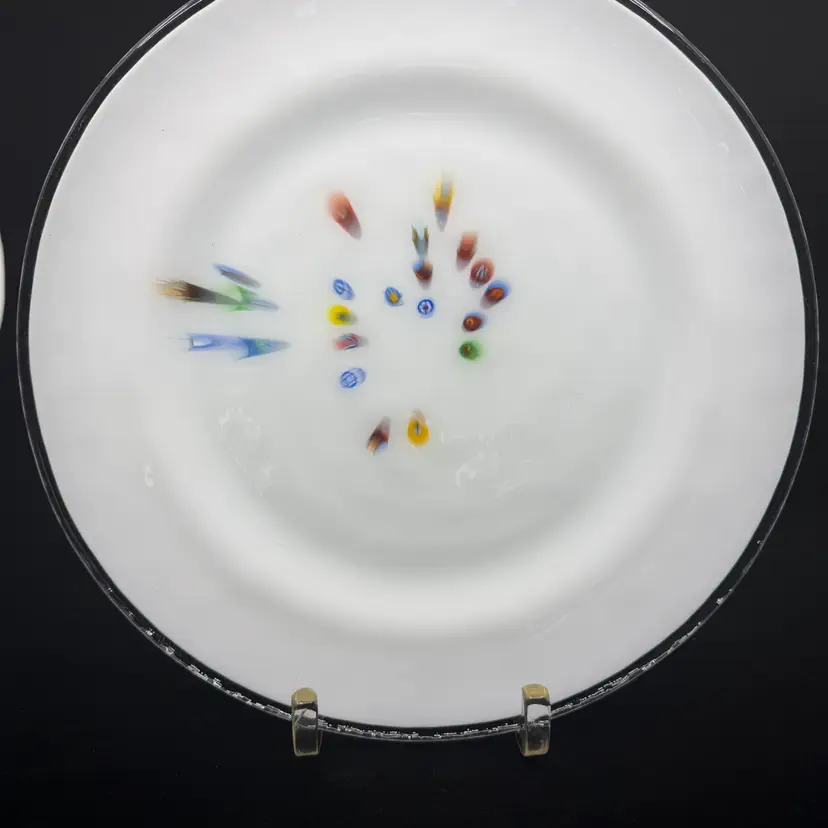 CRATE & BARREL Carnivalle Murano Millefiori Glass Plate Platter Italy 12.5”