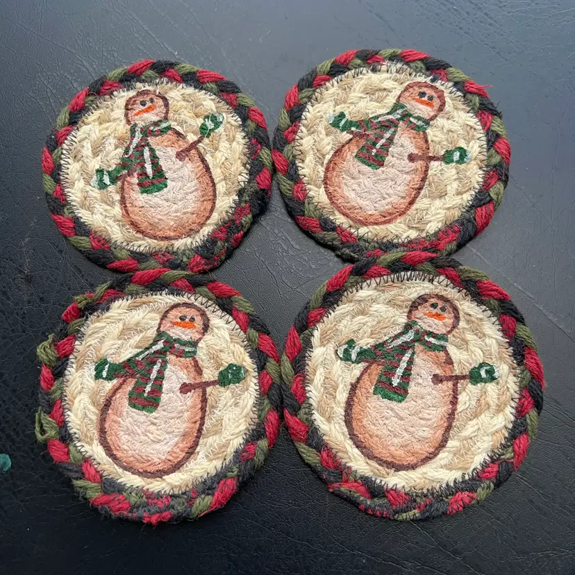 Snowman Fabric Coasters By Earth Rugs