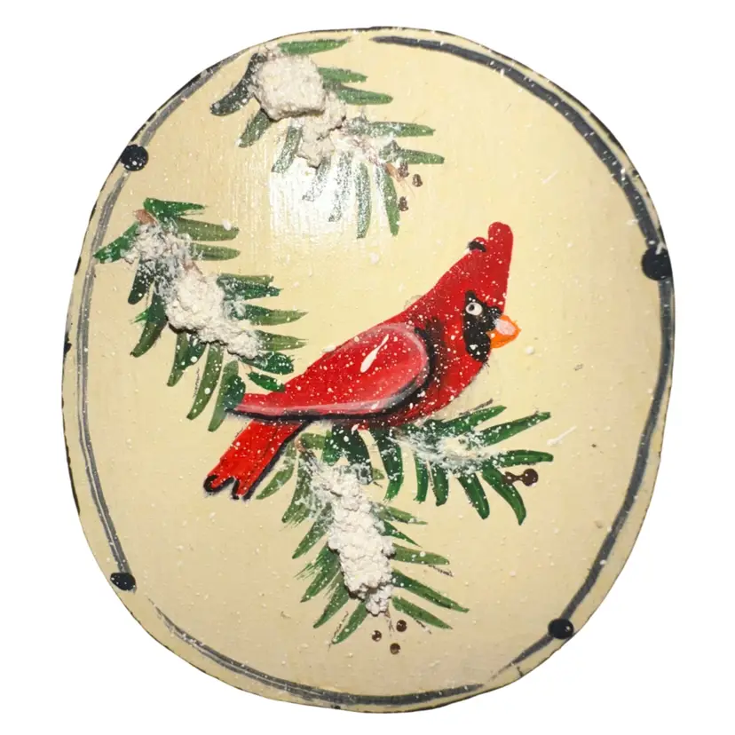 Hand Made Wood Cardinal Brooch Pin