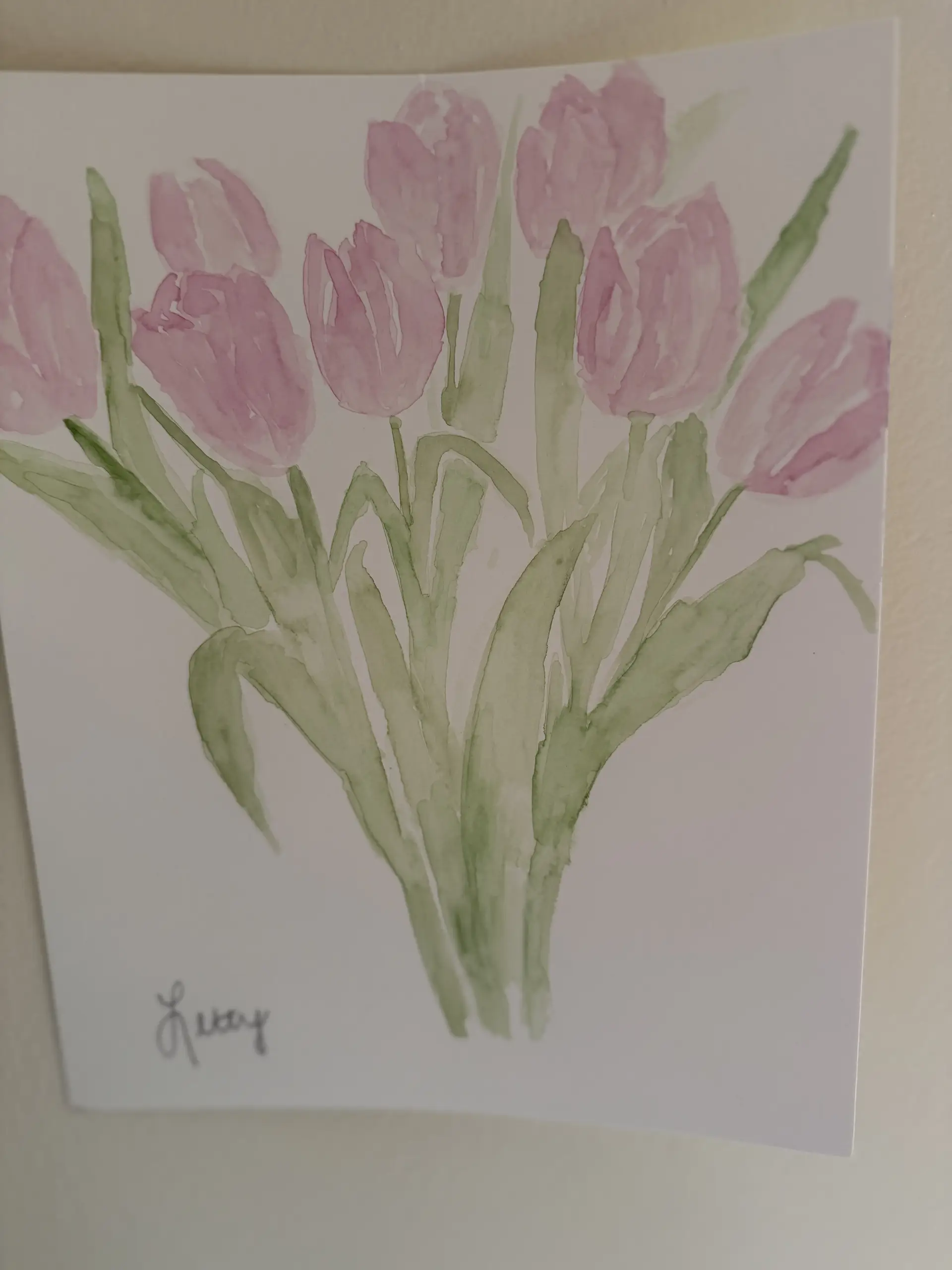 Pink tulips original artwork