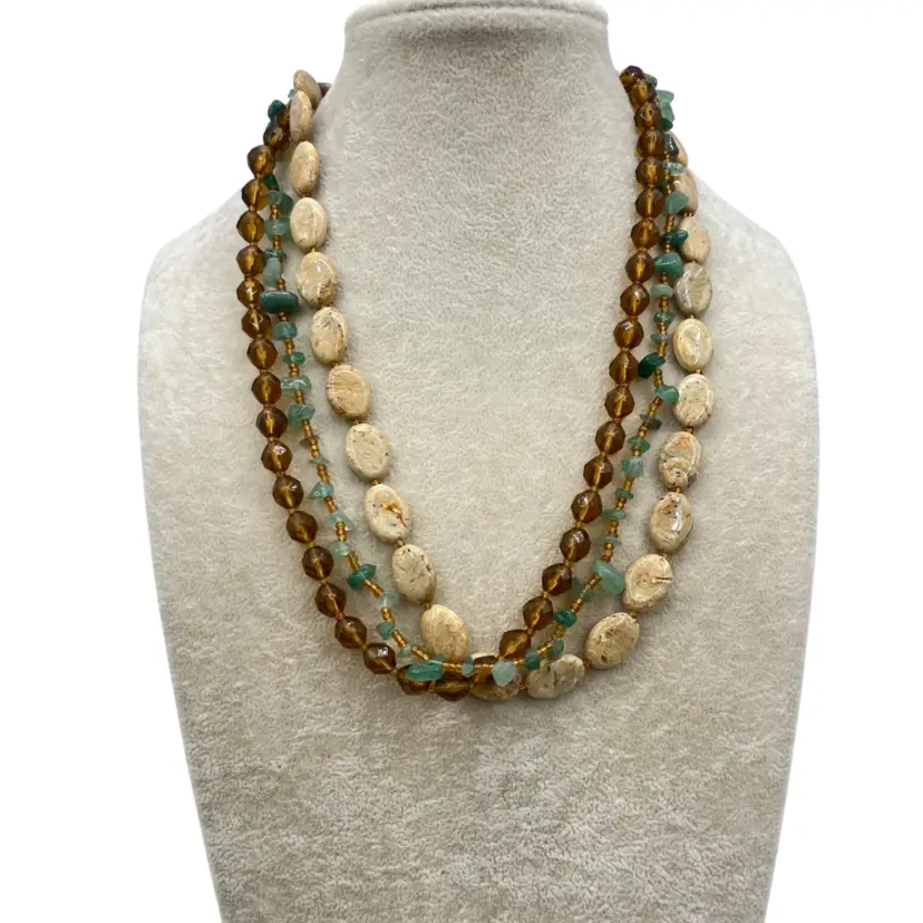 Cookie Lee Necklace Stone Glass Plastic