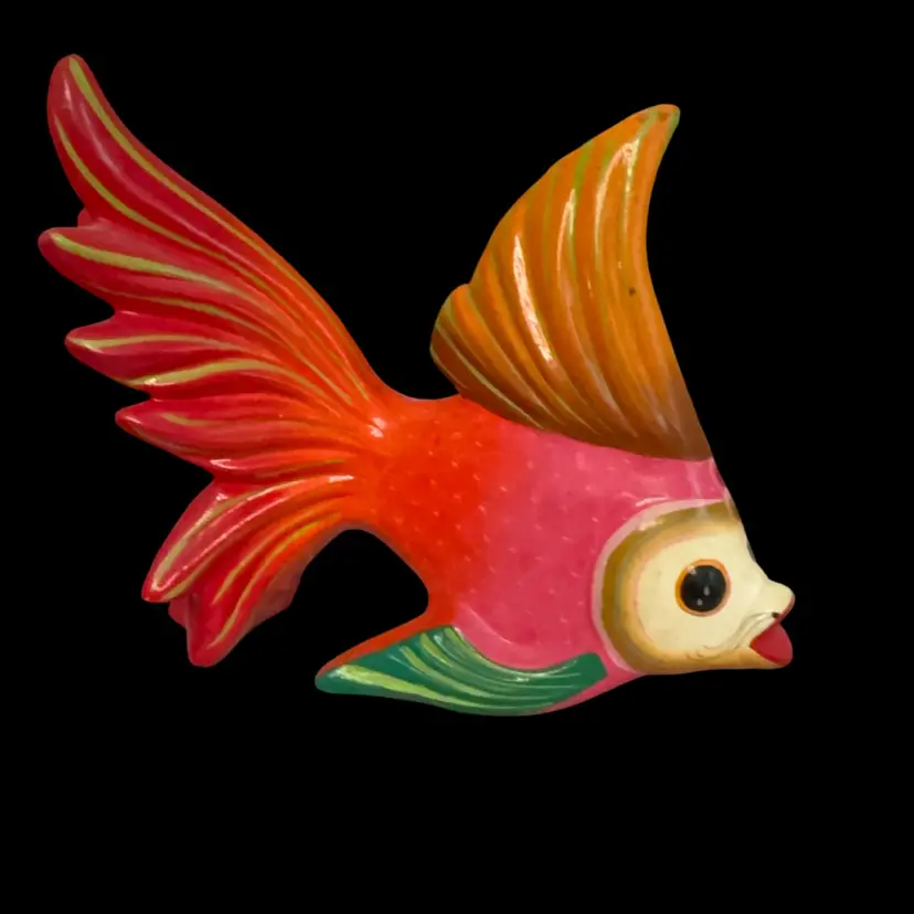 Mexican Folk Art Ceramic Fish 10” Long X 8” High