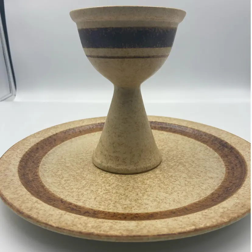 Vintage Pottery Craft Goblet And Dinner Plate, Replacements