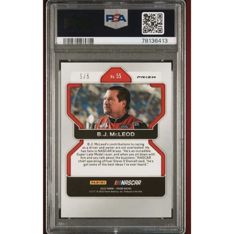 2022 Panini Prizm White Prizm 5/5 B.J. McLeod RC #55 PSA 10 GEM MT