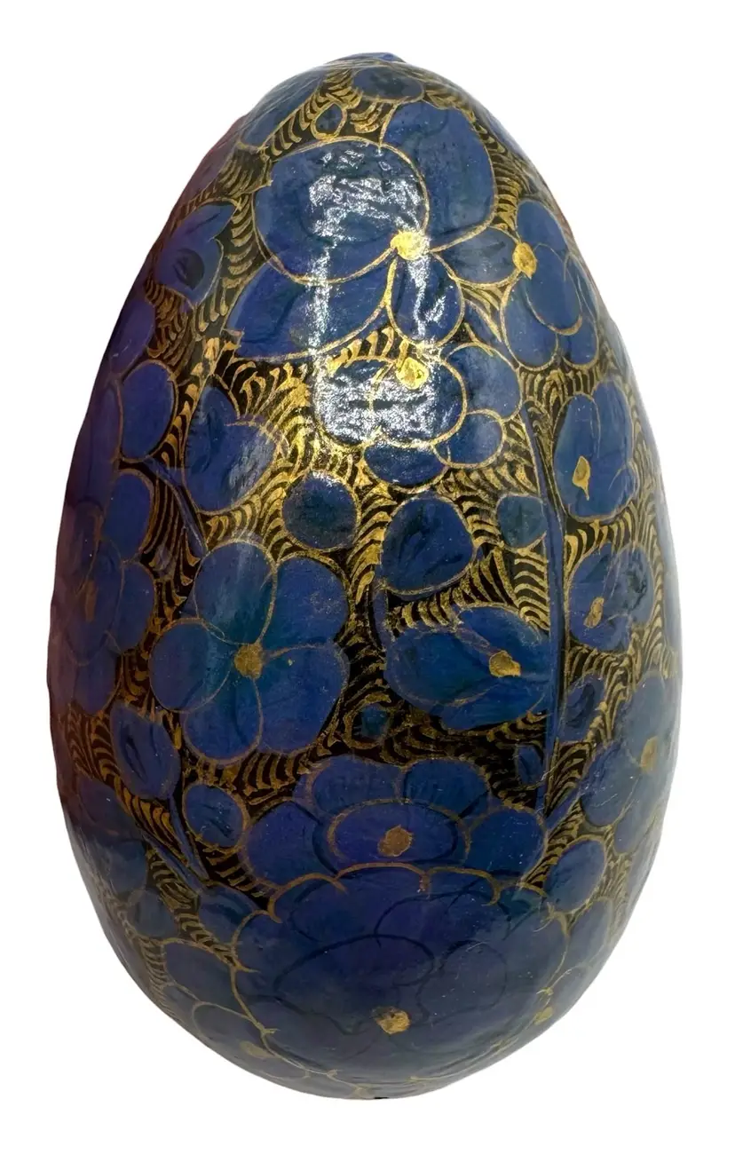 Vintage 1970’s Handmade Kashmiri Kashmir Egg Lacquered Papier Mache Art Easter