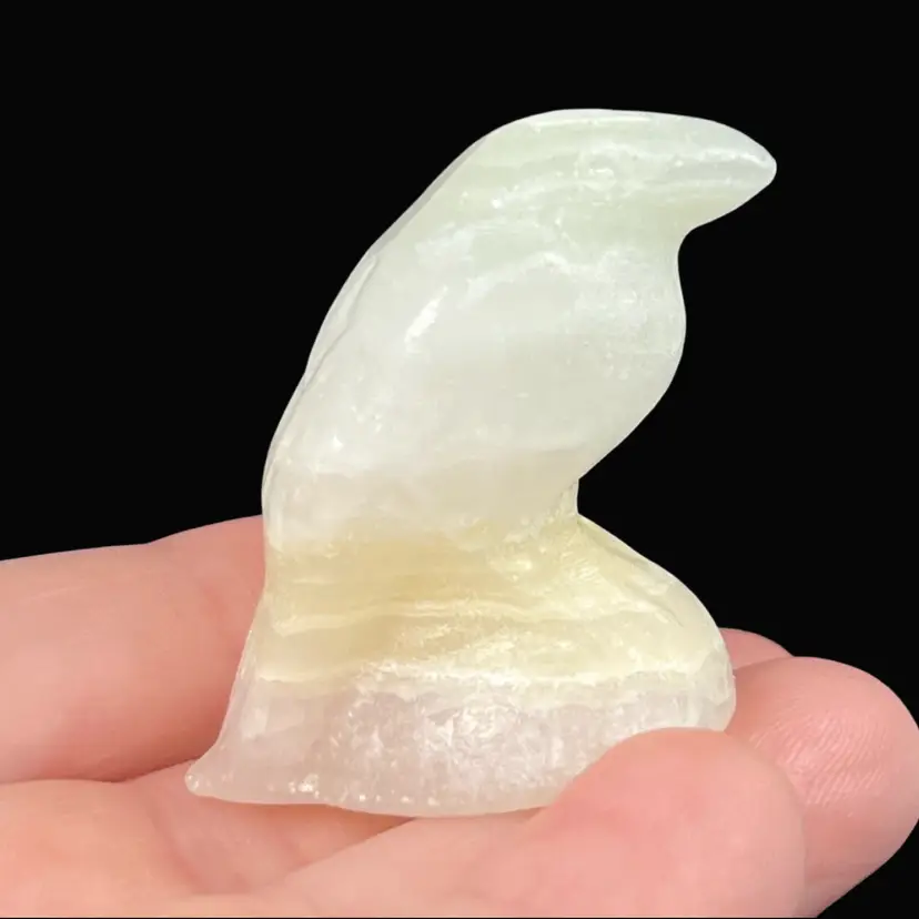 Banded Calcite Miniature Raven 🐦‍⬛  Crow Figurine– Crystal Carving