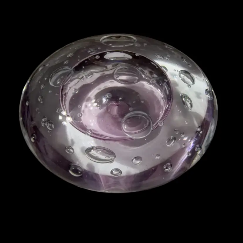 Edward Roman Signed Pink and Clear Bullicanted Large Paperweight (Canadian artist)