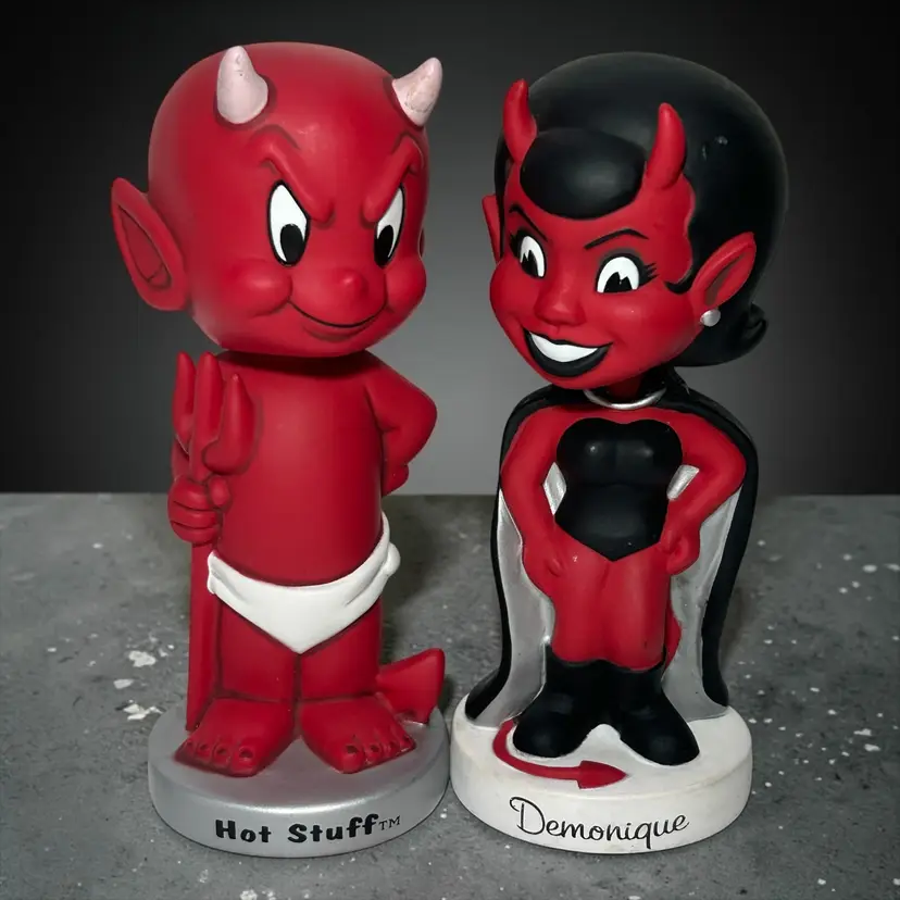 Funko Wacky Wobbler Hot Stuff Tuff Little Devil Bobblehead & Demonique 2001