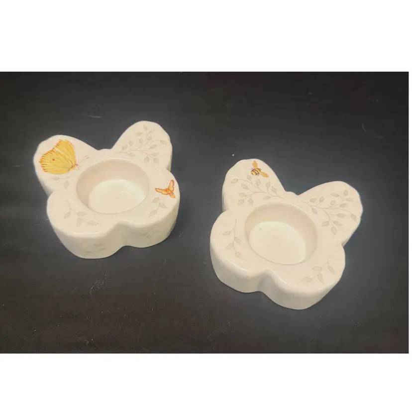 (2) Lenox Butterfly Meadow Votive Tealight Candle Holders