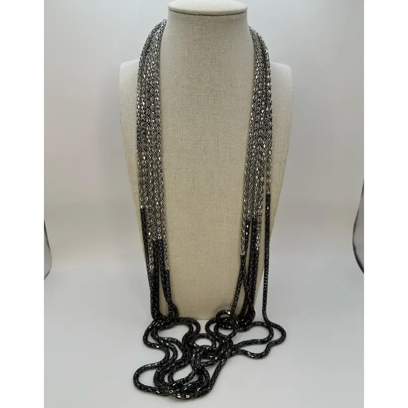 Graziano CN 5 Strand Ombre Metal Chain Black to Silver-tone