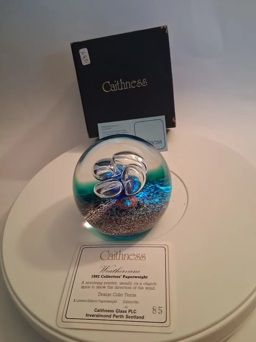Very Rare, Colin Terris 1992 LE #85, WEATHERVANE Paperweight In Box w/COA.