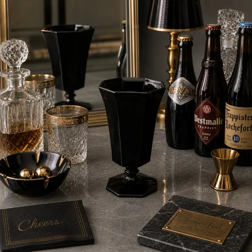 Vintage Independence Black Hexagonal  Goblet