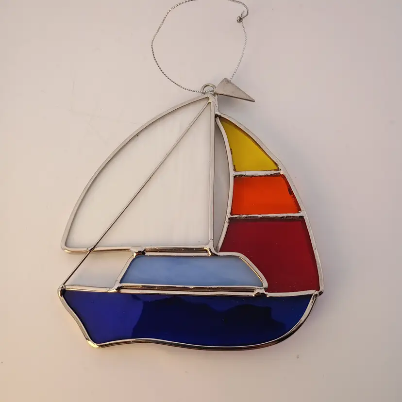 Sailboat stained glass suncatcher