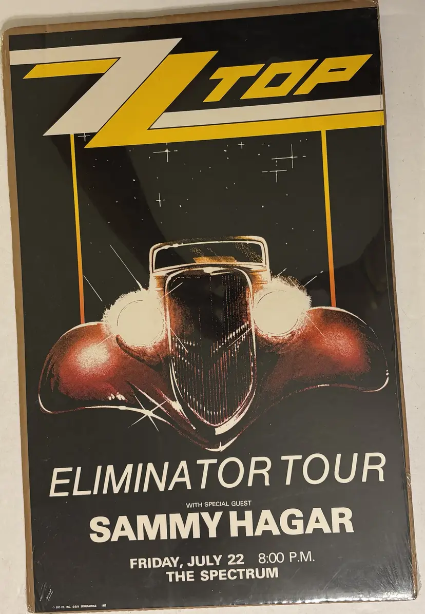 ZZ Top Eliminator Tour Poster Sammy Hagar 1980s BRS Co. 1983 Reprint New