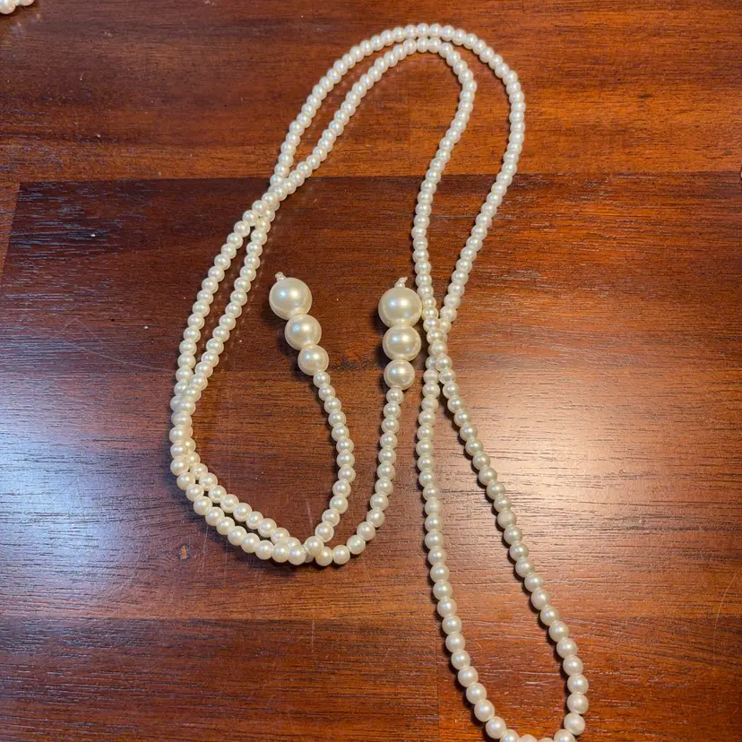 Faux Pearl Wrap Necklace 48 Inches