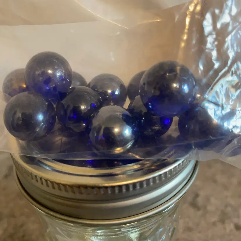 13 Blue Shiny Glass Decorative Marbles