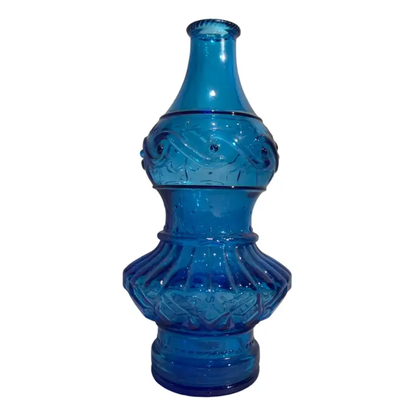 Vintage Wheaton Glass Co NJ Genie Blue Glass Bottle