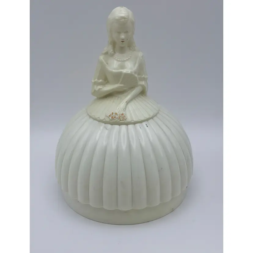 Vintage Plastic Victorian Lady Sewing Caddy Thread Spool Holder with Thread