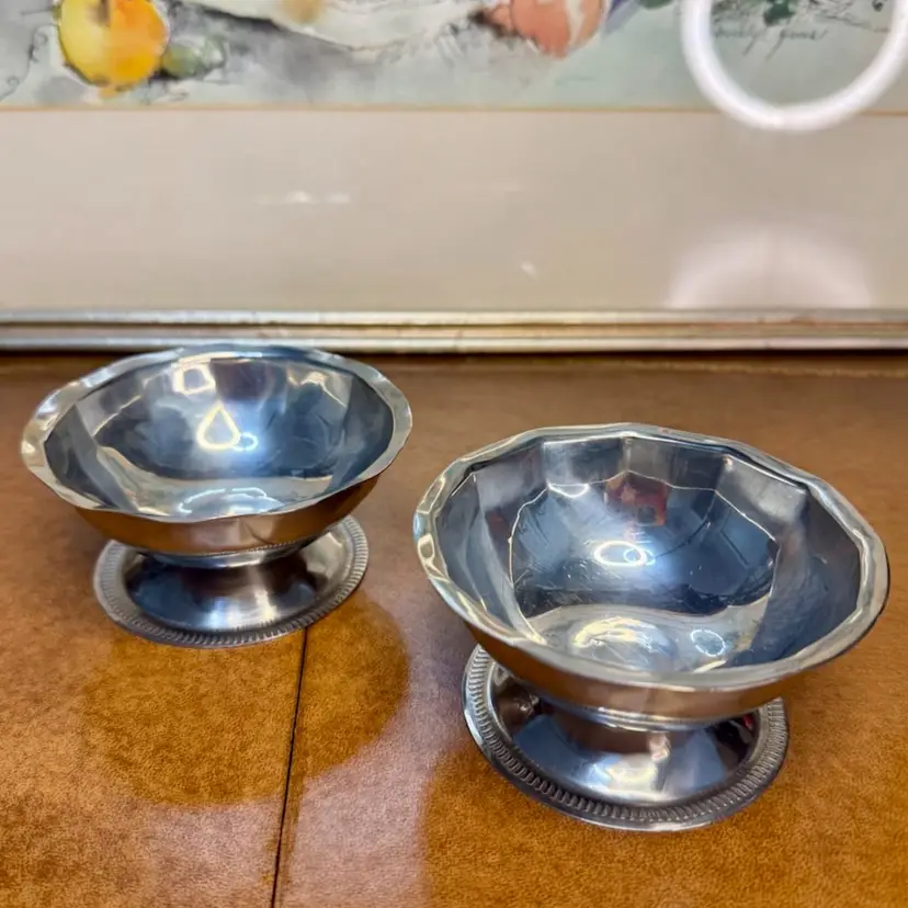 😻 3.5x2” set of 2 vintage Vollrath Stainless Steel Sherbet/Dessert Dishes